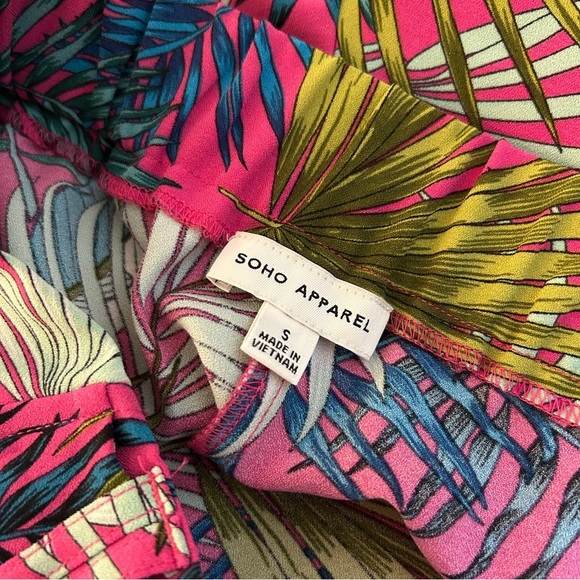 ❤️ Soho Apparel Pink and Green Leaf Pattern Lounge Women’s Pants S - Picture 5 of 10
